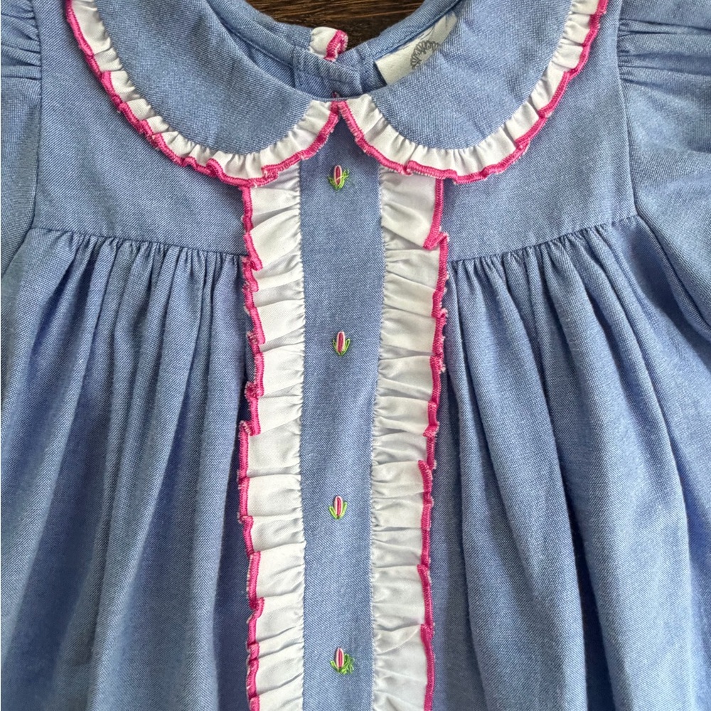 Proper Peony Chambray Ruffle Front Dress 5 - Picture 2 of 4